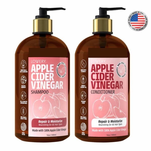 Lovery Apple Cider Vinegar Shampoo and Conditioner Gift Set (1)